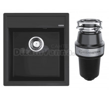 Комплект Мойка Omoikiri Daisen 46-BL черная + Измельчитель KUCHENSTERN Muhle 351MU35
