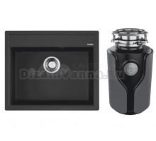 Комплект Мойка Omoikiri Daisen 60-BL черная + Измельчитель KUCHENSTERN Muhle 353MU35