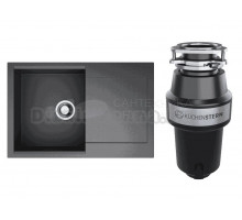 Комплект Мойка Omoikiri Daisen 78-BL черная + Измельчитель KUCHENSTERN Muhle 351MU35