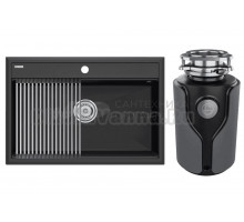 Комплект Мойка Paulmark Stepia + Step PM117551-AN+R375-BS антрацит + Измельчитель KUCHENSTERN Muhle 353MU35