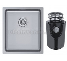 Комплект Мойка Paulmark Vista PM904438-BS брашированная нержавеющая сталь + Измельчитель KUCHENSTERN Muhle 353MU35