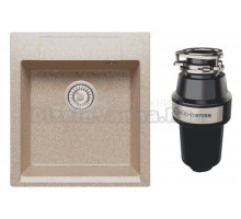 Комплект Мойка Polygran Argo 460 песочная + Измельчитель KUCHENSTERN Muhle 350MU35