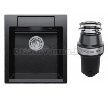 Комплект Мойка Polygran Argo 460 чёрная + Измельчитель KUCHENSTERN Muhle 351MU35