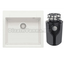 Комплект Мойка Polygran Argo 560 белый хлопок + Измельчитель KUCHENSTERN Muhle 353MU35