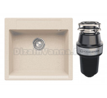 Комплект Мойка Polygran Argo 560 кремовая + Измельчитель KUCHENSTERN Muhle 351MU35