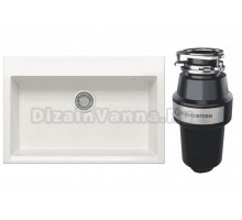 Комплект Мойка Polygran Argo 760 белый хлопок + Измельчитель KUCHENSTERN Muhle 350MU35