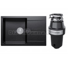 Комплект Мойка Polygran Gals 760 черная + Измельчитель KUCHENSTERN Muhle 350MU35