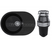Комплект Мойка Practik PR-M 610-004 черный оникс + Измельчитель KUCHENSTERN Muhle 351MU35