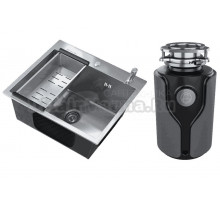 Комплект Мойка Ulgran 50х45, брашированная сталь + Измельчитель KUCHENSTERN Muhle 353MU35