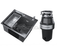 Комплект Мойка Ulgran 50х45, черная брашированная сталь + Измельчитель KUCHENSTERN Muhle 350MU35