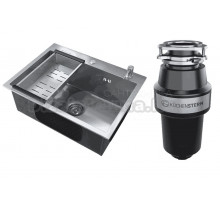 Комплект Мойка Ulgran 60х45, брашированная сталь + Измельчитель KUCHENSTERN Muhle 351MU35