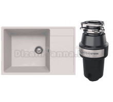 Комплект Мойка Ulgran Quartz Prima 760 жасмин + Измельчитель KUCHENSTERN Muhle 350MU35