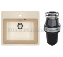 Комплект Мойка Ulgran U-104 -328 бежевая + Измельчитель KUCHENSTERN Muhle 351MU35