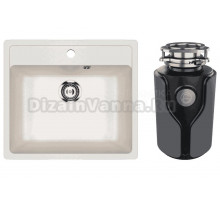 Комплект Мойка Ulgran U-104 -341 ультра-белая + Измельчитель KUCHENSTERN Muhle 353MU35