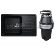 Комплект Мойка Ulgran U-400 -308 черная + Измельчитель KUCHENSTERN Muhle 350MU35