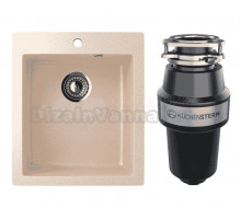 Комплект Мойка Ulgran U-404 -328 бежевая + Измельчитель KUCHENSTERN Muhle 351MU35