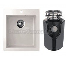 Комплект Мойка Ulgran U-404 -341 ультра-белая + Измельчитель KUCHENSTERN Muhle 353MU35