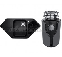 Комплект Мойка Ulgran U-409 -308 черная + Измельчитель KUCHENSTERN Muhle 353MU35