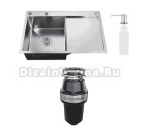 Комплект Мойка РМС MRK-7851L L c дозатором, серый + Измельчитель KUCHENSTERN Muhle 351MU35