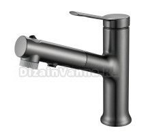 Смеситель для раковины Raffine F281T с выдвижным изливом, оружейная сталь