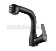 Смеситель для раковины Raffine F291H с выдвижным изливом, черный