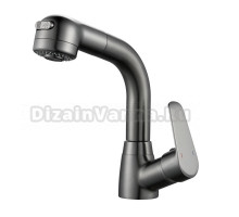 Смеситель для раковины Raffine F291T с выдвижным изливом, оружейная сталь