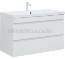 Тумба с раковиной Aquanet Нота new 100 подвесная, белая глнцевая