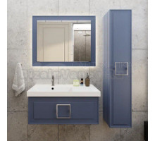 Мебель для ванной комнаты La Fenice Cubo 90 L синяя, ручка хром