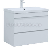 Тумба с раковиной Aquanet Нота new 75 подвесная, белая глнцевая