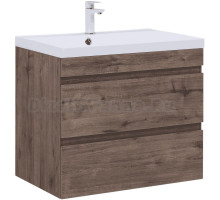 Тумба с раковиной Aquanet Нота new 75 подвесная, дуб веллингтон табак