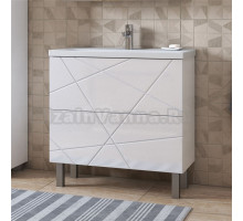 Тумба с раковиной Vigo Geometry 80 напольная, белая, раковина Velvex 9696 80