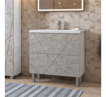 Тумба с раковиной Vigo Geometry 80 напольная, бетон, раковина Velvex 9696 80