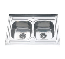 Мойка кухонная Melana 8060SP 0,8/180 с двумя чашами, серебристая