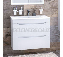 Тумба с раковиной Aquanet Практика 80 2 ящика, белая матовая