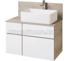 Тумба под раковину со столешницей AQUATON Лофт Фабрик 80 белая, дуб эндгрейн