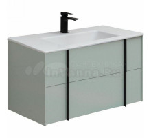 Тумба с раковиной Allen Brau Reality 90 подвесная, папирус матовый, раковина Fantasy Flat 92x47, без перелива, белая