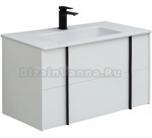 Тумба с раковиной Allen Brau Reality 90 подвесная, белый матовый, раковина Fantasy Flat 92x47, без перелива, белая