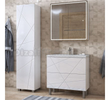 Мебель для ванной комнаты Vigo Geometry 80 напольная, белая, раковина Velvex 9696 80