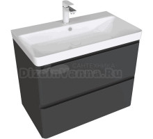 Тумба с раковиной Aquanet Эмбер 80 черная матовая