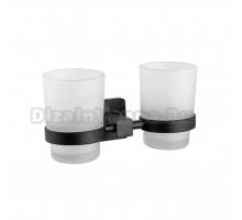 Стакан для ванной комнаты двойной / держатель зубных щеток и пасты Maretti Umbria Black UMB542P46