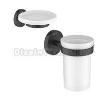 Набор Стакан AQUATEK Европа AQ4104MB черный матовый + Мыльница AQ4103MB матовый черный