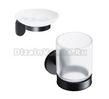 Набор Стакан AM.PM X-Joy A85A34322 черный + Мыльница A8434222 подвесная, матовое стекло, черная