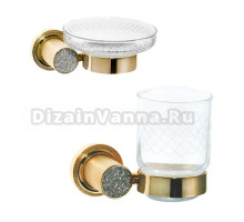 Набор Стакан Boheme Royal Cristal Gold подвесной + Мыльница Gold подвесная