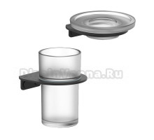 Набор Стакан IDDIS Noa NOABLG0i4 черный матовый + Мыльница NOABLG0i42 черная матовая