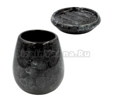 Набор Стакан Bath Plus Pietra W-CE2242AA-TB черный + Мыльница W-CE2242AA-SD черная
