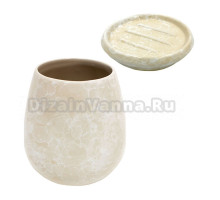 Набор Стакан Bath Plus Pietra W-CE2242BA-TB бежевый + Мыльница W-CE2242BA-SD бежевая