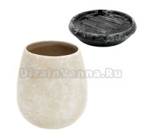 Набор Стакан Bath Plus Pietra W-CE2242BA-TB бежевый + Мыльница W-CE2242AA-SD черная