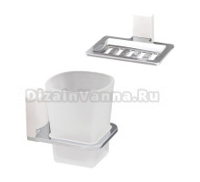 Набор Стакан Wasserkraft Leine White K-5028WHITE + Мыльница K-5069WHITE