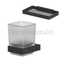 Набор Стакан WHITECROSS Cubo CU2430BL черный матовый + Мыльница CU2424BL черная матовая