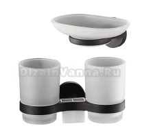 Набор Стакан D-lin D212111 двойной, черный + Мыльница D220111 черная